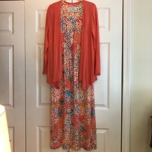 Two piece maxi dress with cardigan